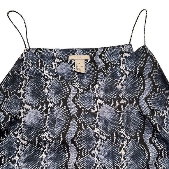 NWOT H&M Blue & White Snake Print Silk Cami Size 8 - Picture 1 of 14